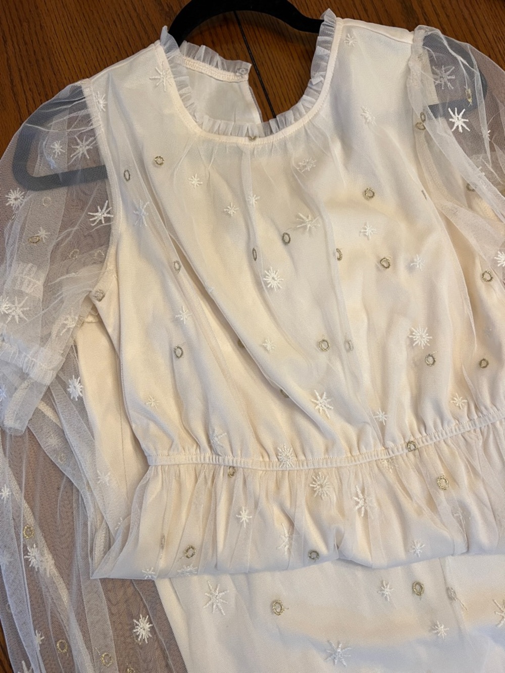 Sheer Ivory Tiered Midi Dress with Delicate Embroidery
